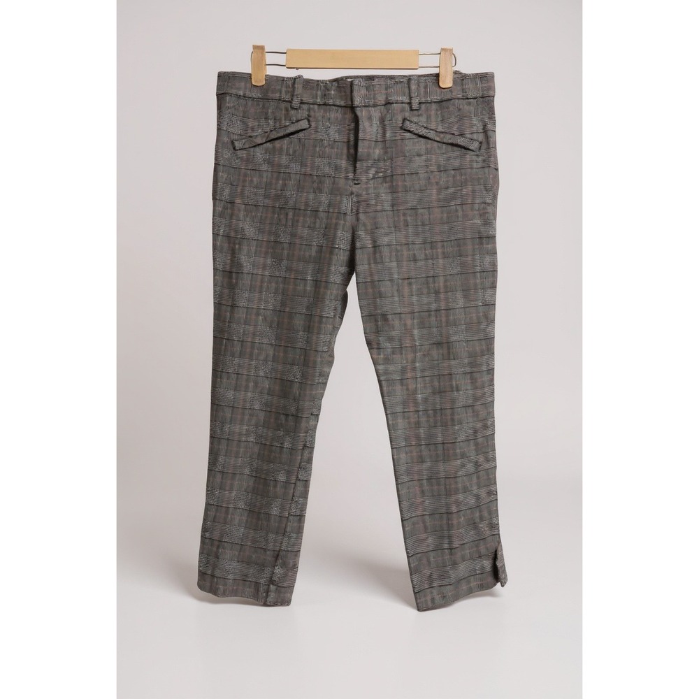 Gap Skinny Ankle Plaid Pants Women Size 12 Gray Red‎ Black Casual Office